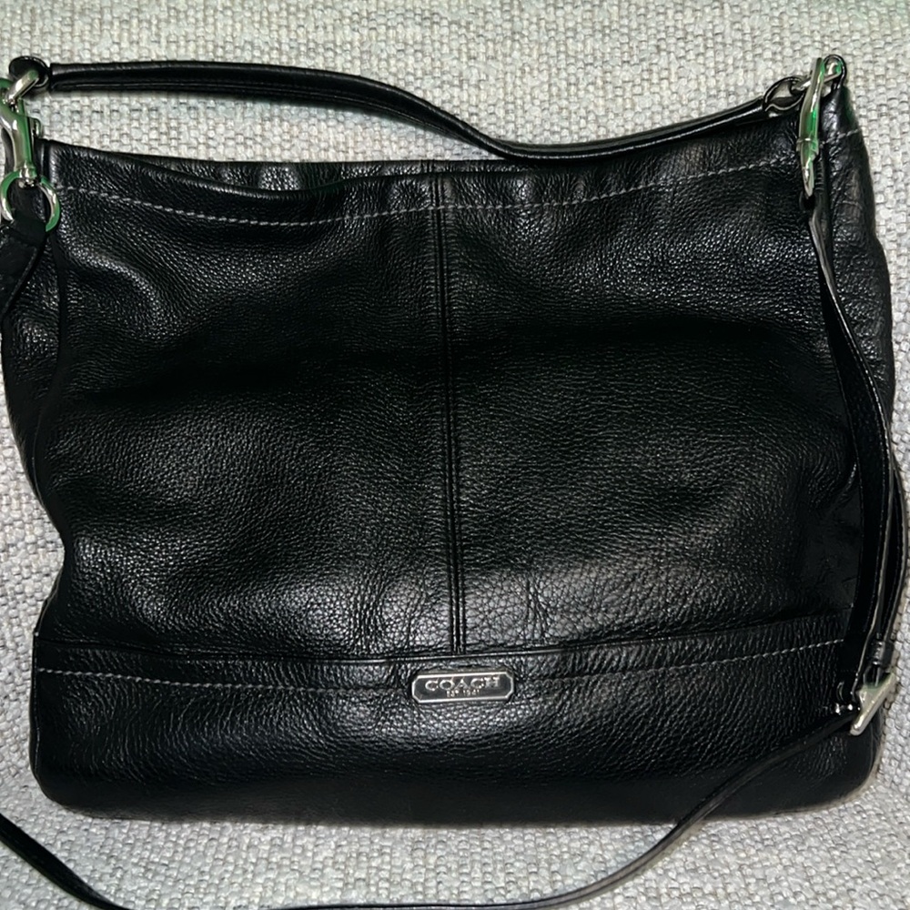 Coach F23293 Park Hobo Satchel in black pebble leather